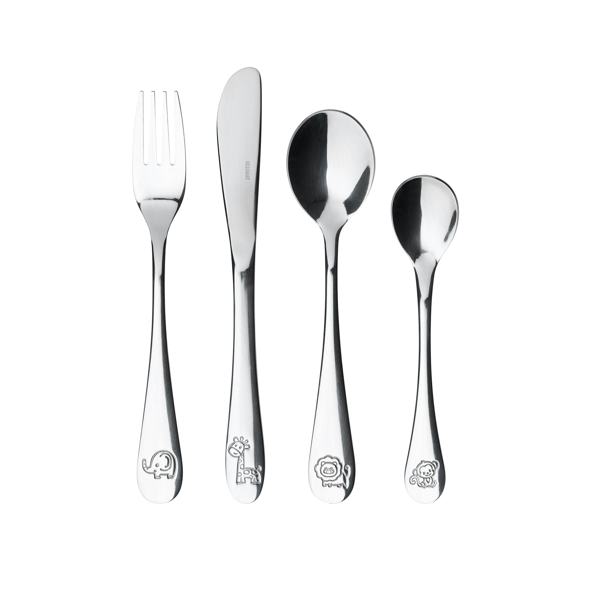 Kelomat - Children's cutlery set stainless steel 4-piece, zoo Kelomat - Children's cutlery set stainless steel 4-piece, zoo